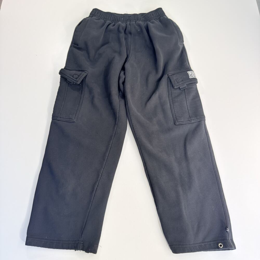 Men's Size M Pro Club Heavyweight Fleece Cargo Sweatpants Grey Black Joggers